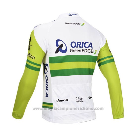2013 Abbigliamento Ciclismo Orica GreenEDGE Bianco e Verde Manica Lunga e Salopette